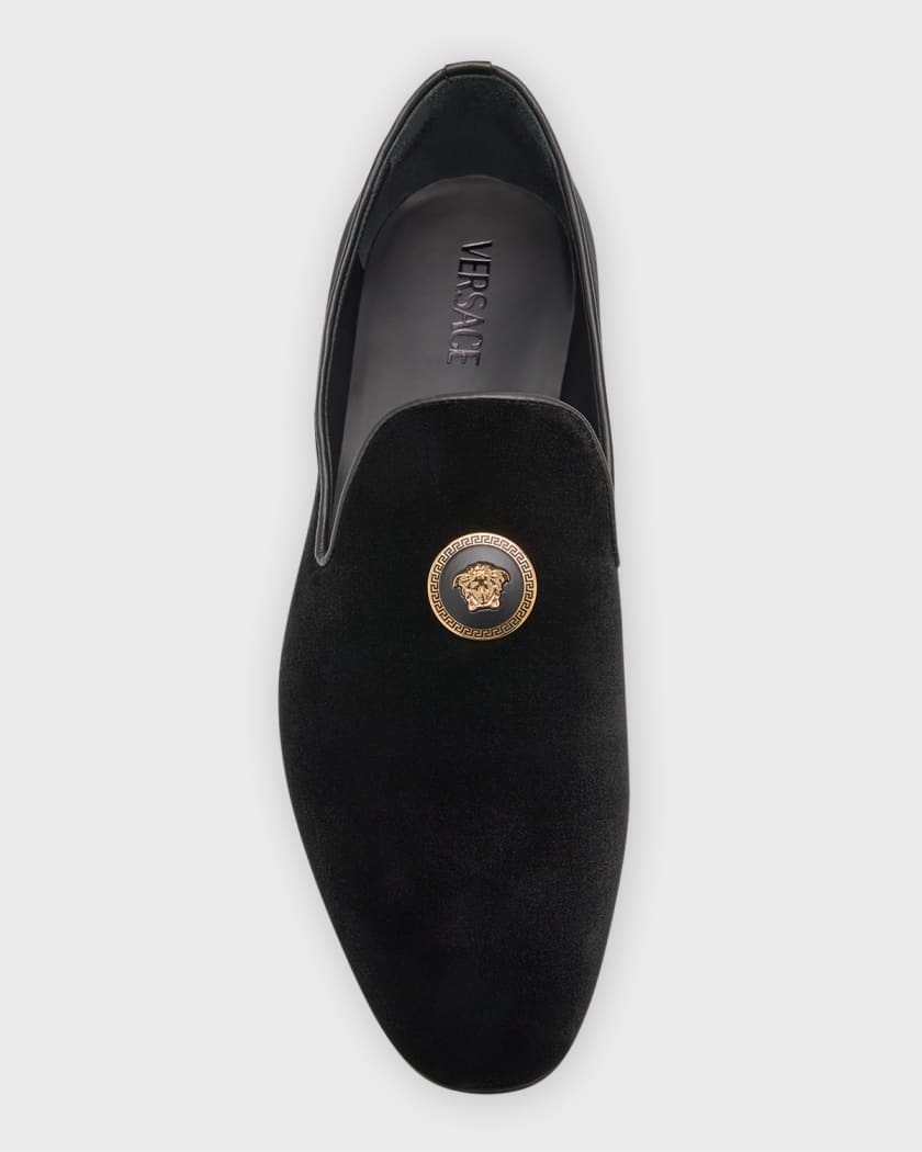 Men s Medusa Ornament Suede Smoking Slippers