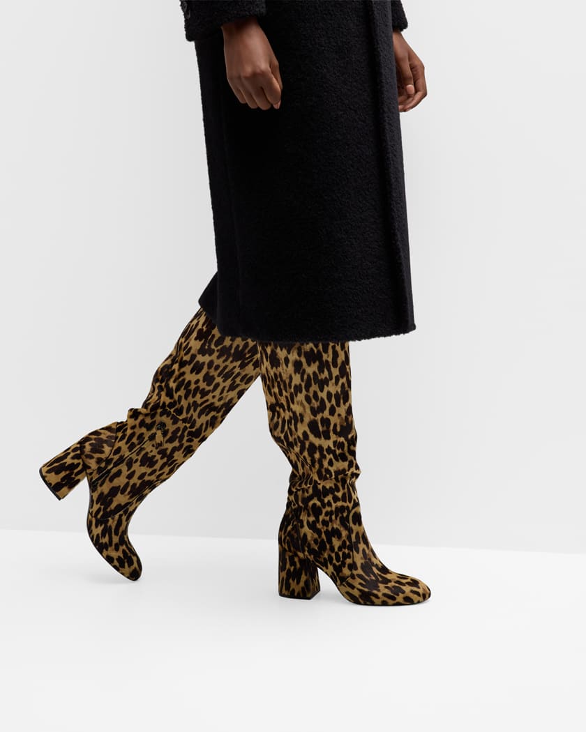 Leopard booties block heel hotsell
