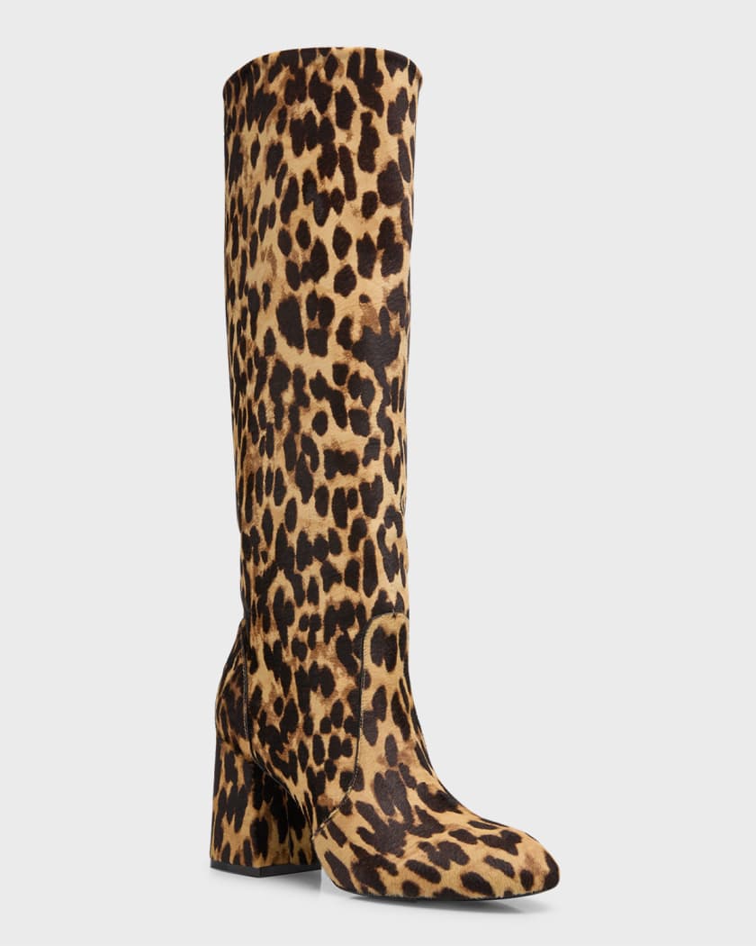Leopard knee high boots clearance