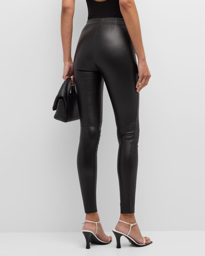 High Rise Stretch Leather Leggings