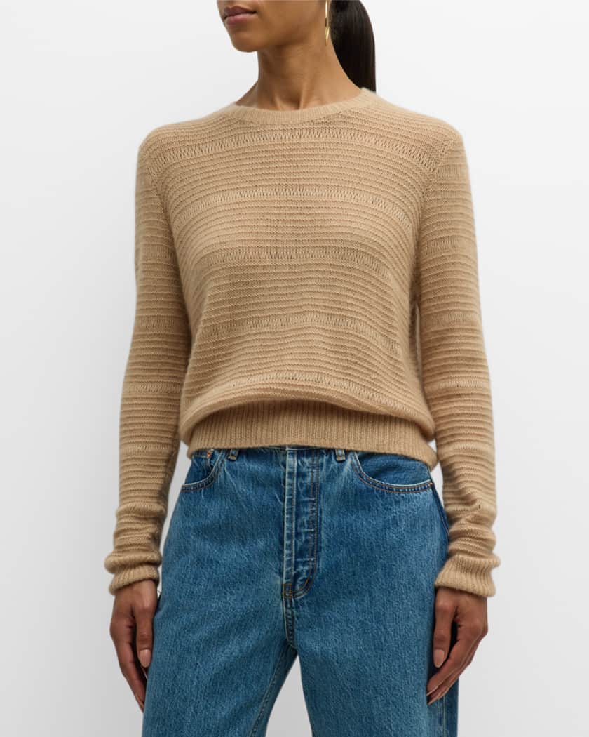 Cashmere Silk Ribbed Crewneck Sweater