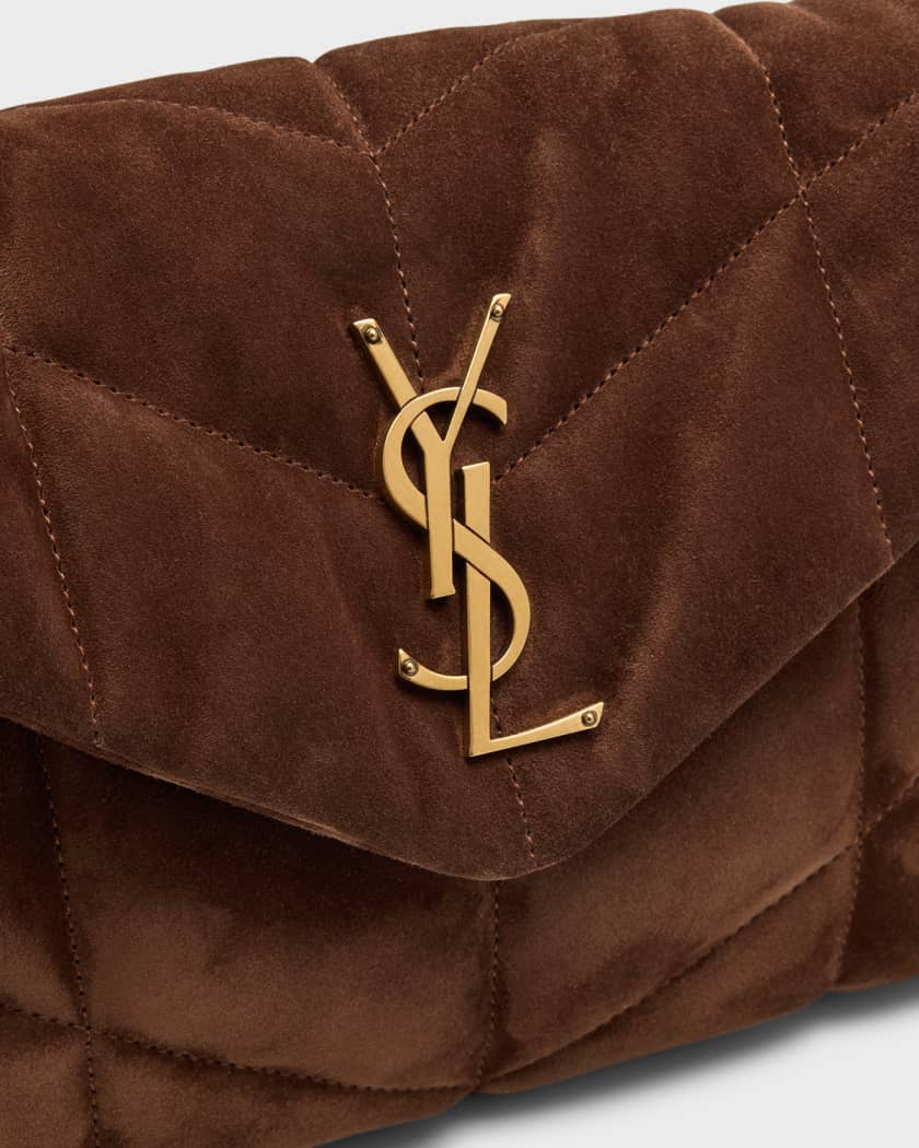 Loulou puffer small best sale suede shoulder bag