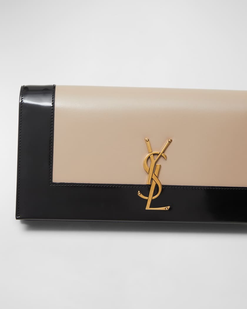 Ysl Saint Laurent slp Kate chain clutch bag in winkled leather