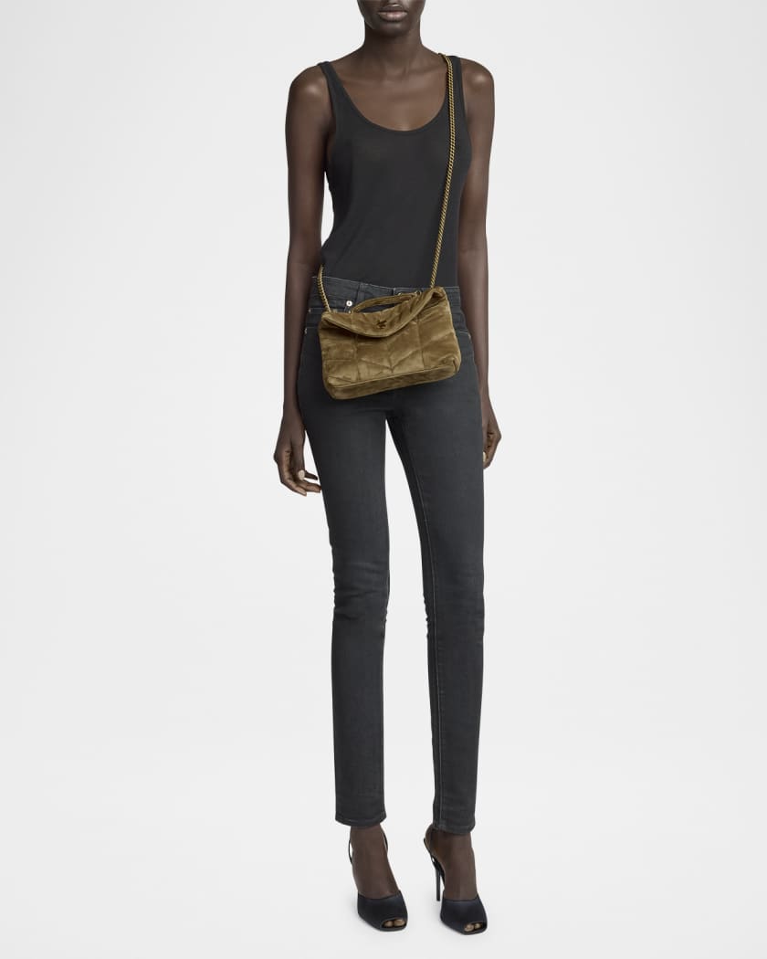 Lou Puffer Toy YSL Crossbody Bag in Quilted Suede
