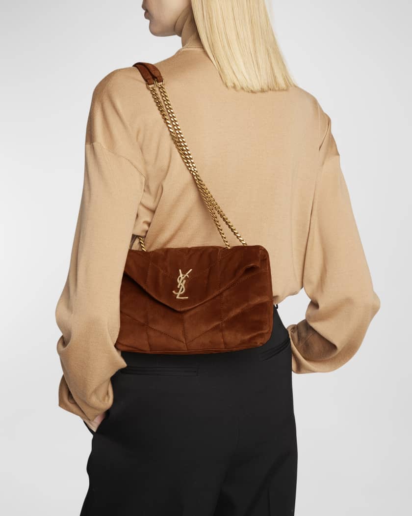 Lou Puffer Toy YSL Crossbody Bag in Quilted Suede