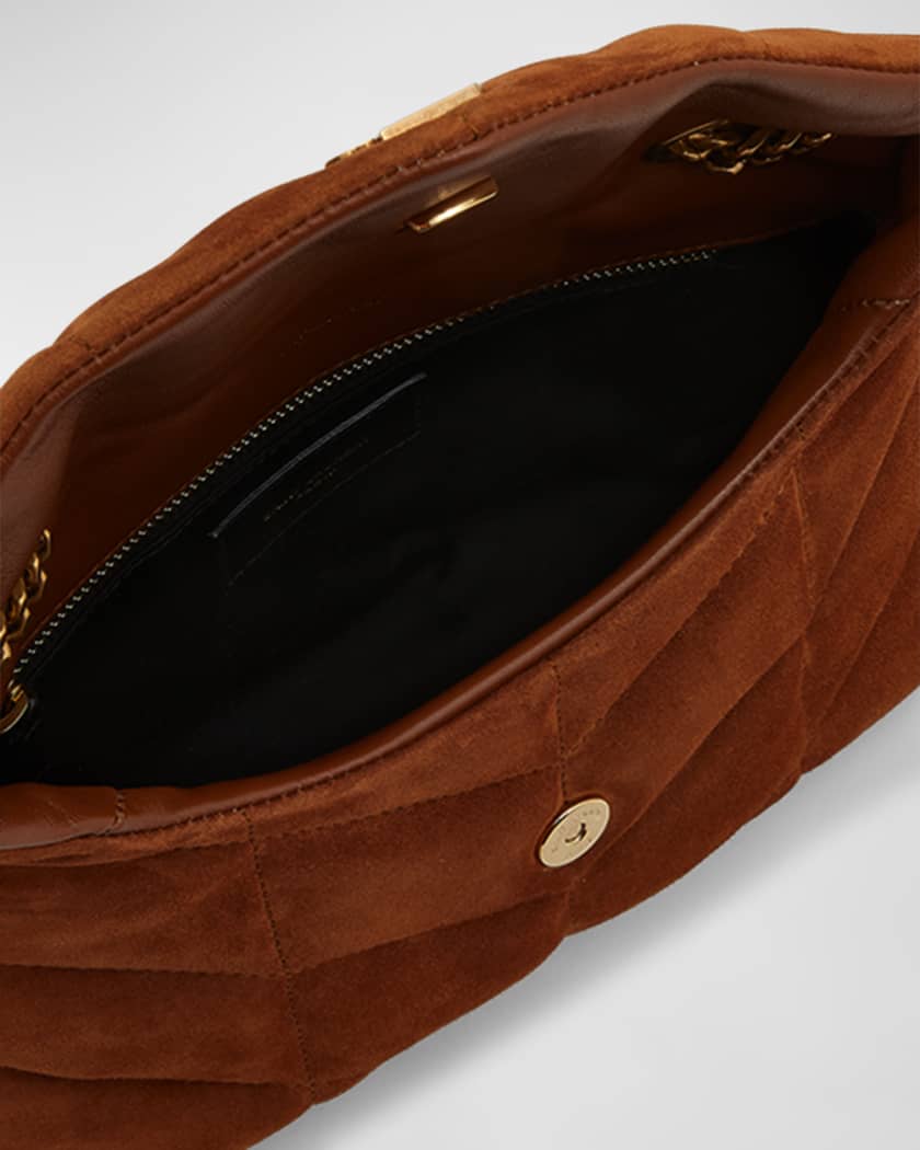Lou Puffer Toy YSL Crossbody Bag in Quilted Suede