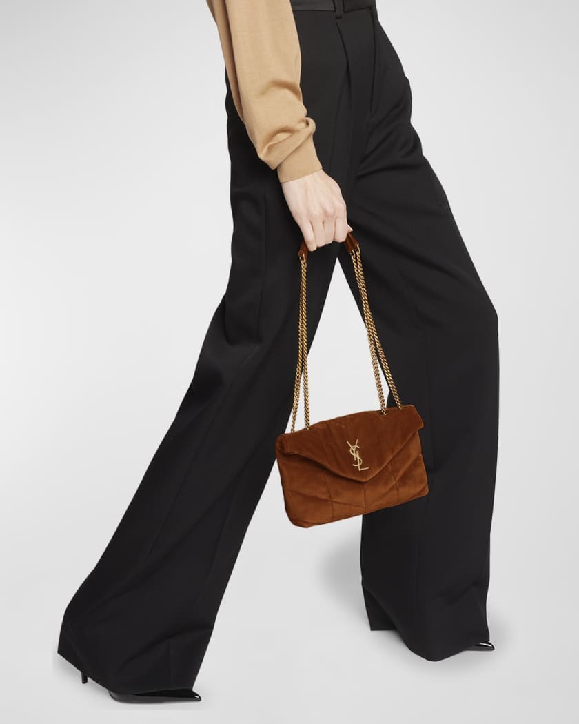 Lou Puffer Toy YSL Crossbody Bag in Quilted Suede