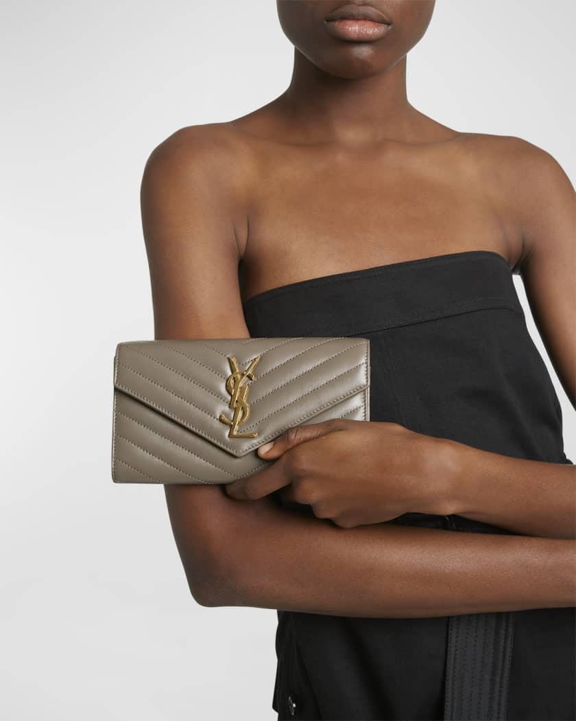 YSL Monogram Large Envelope Flap Wallet in Smooth Leather