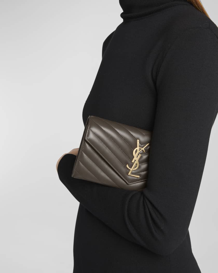 YSL Monogram Large Envelope Flap Wallet in Smooth Leather