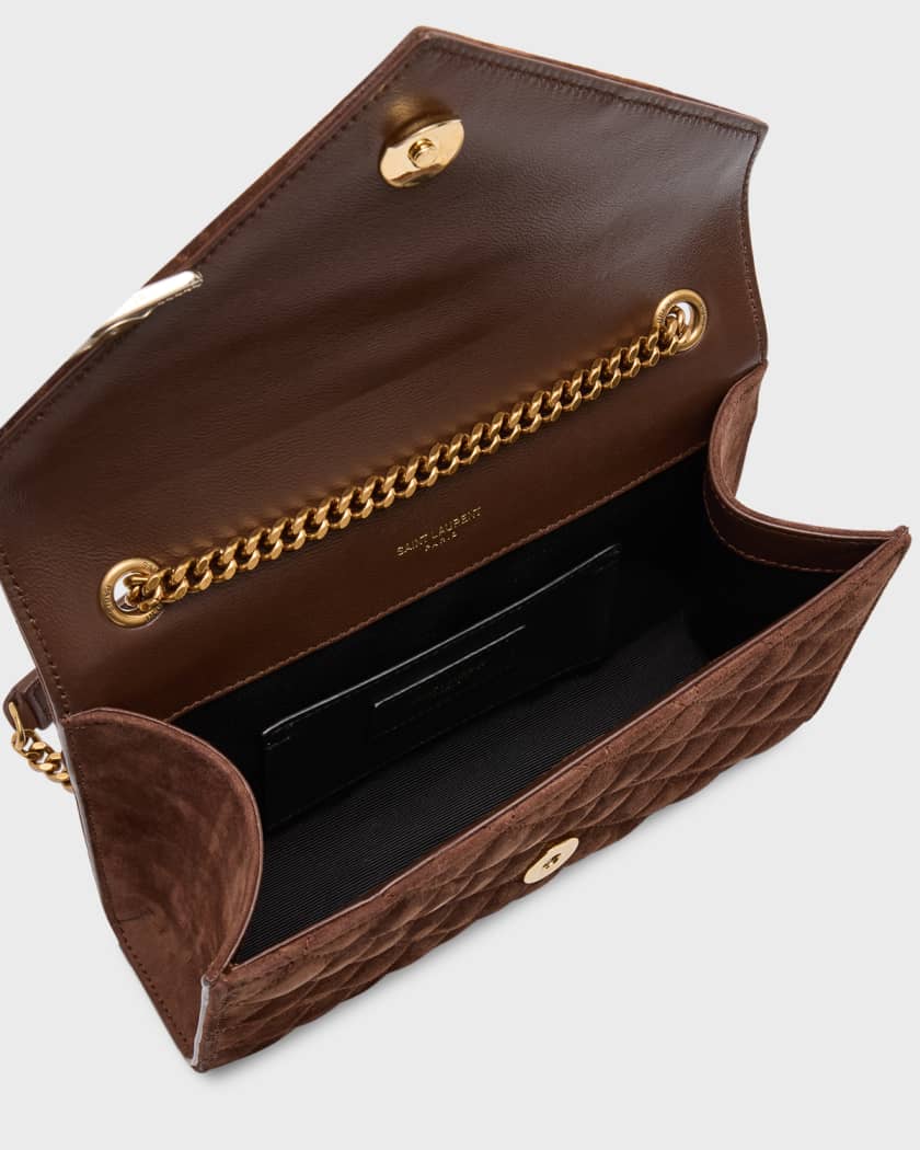 SAINT LAURENT Small Loulou Embossed Metallic Leather Shoulder Bag Golden  Shimmer
