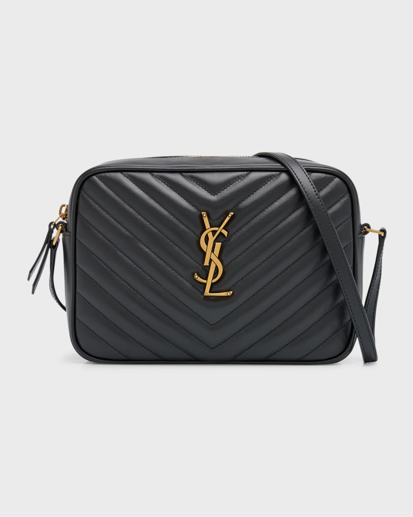 Lou Camera Leather Crossbody Bag in Black - Saint Laurent