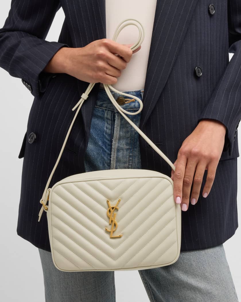 Lou Medium YSL Camera Bag with Pocket in Quilted Leather