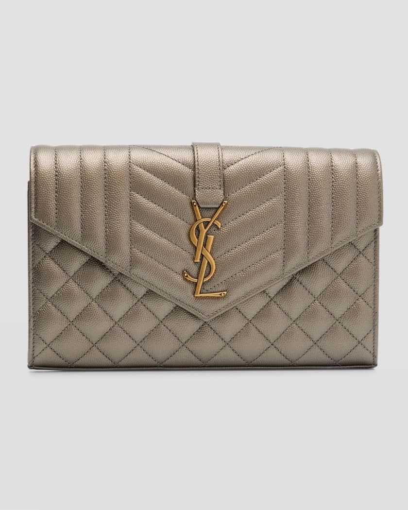 Envelope Triquilt YSL Wallet on Chain in Grained Leather