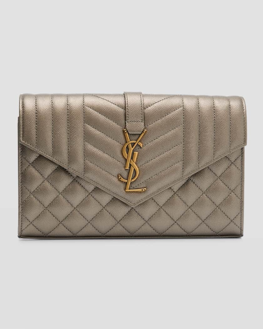 SAINT LAURENT Monogramme Envelope metallic leather shoulder bag