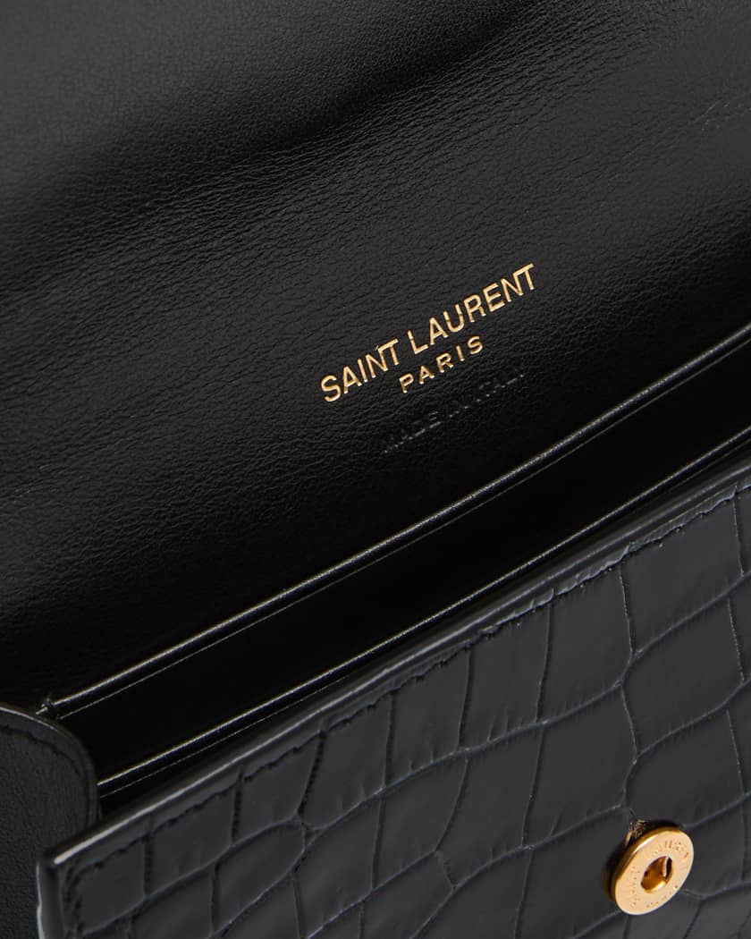 Saint Laurent Black Uptown Small Crocodile-embossed Leather Tote