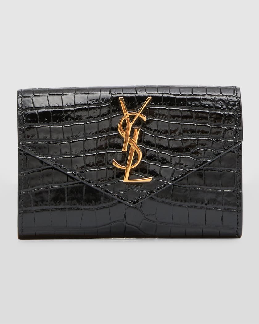 Small YSL Croc-Embossed Wallet