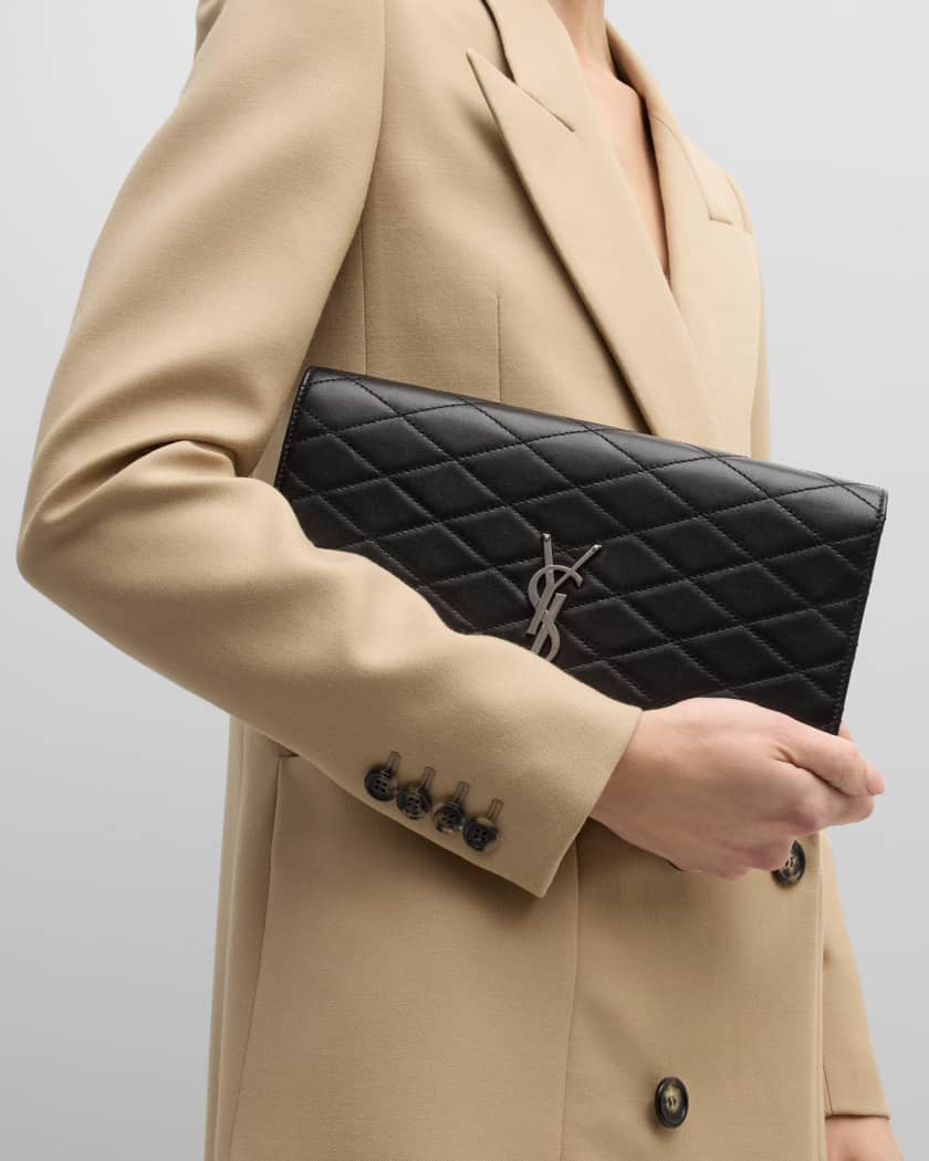 Saint Laurent Monogram Quilted Leather Clutch