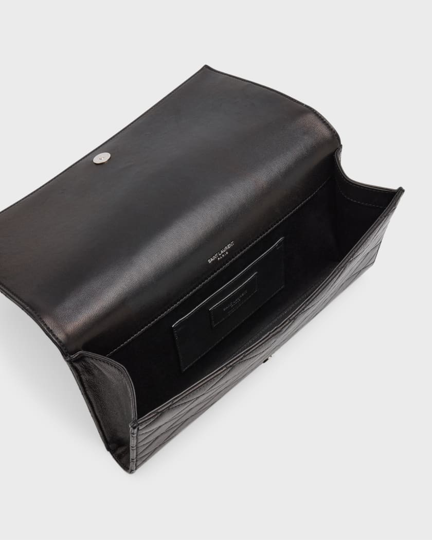 Saint Laurent Midnight Patent-leather Clutch Bag In Nero