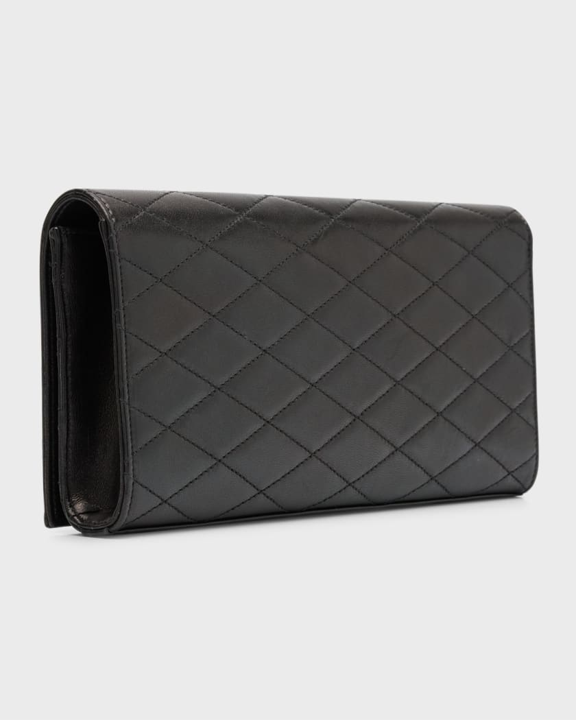 Saint Laurent Midnight Patent-leather Clutch Bag In Nero