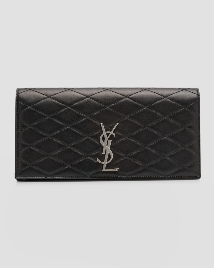 Kate monogramme leather clutch bag Saint Laurent Black in Leather