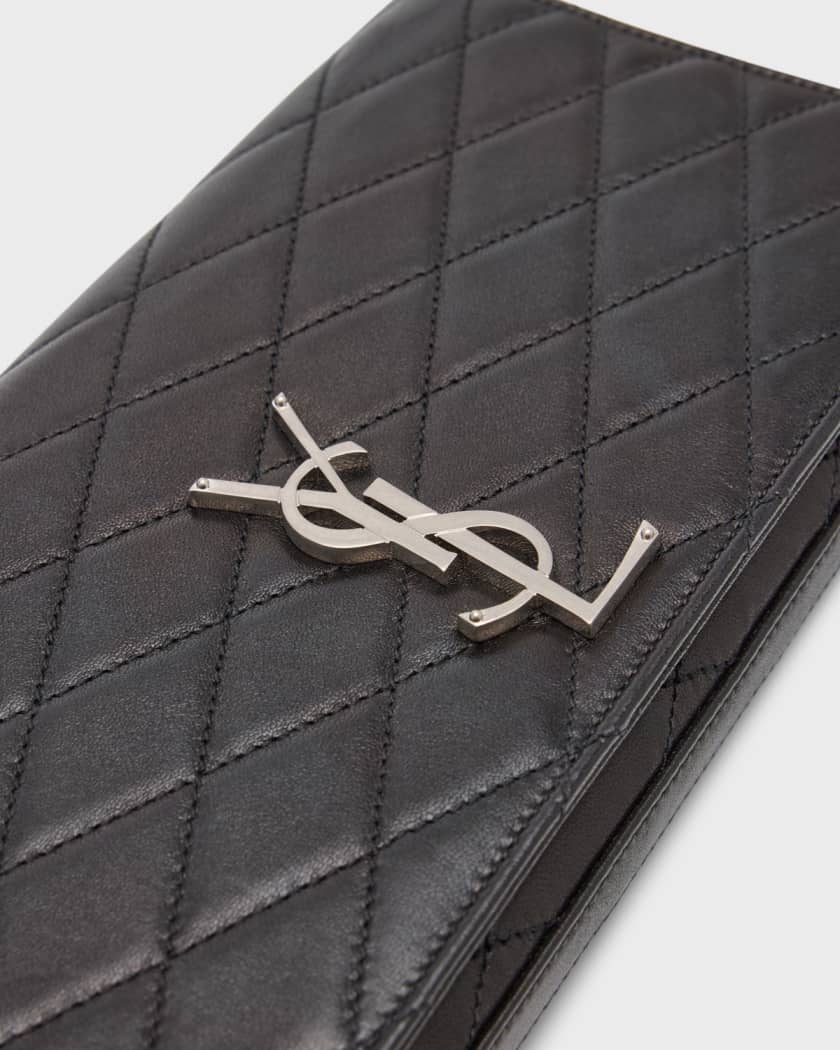 Ysl Saint Laurent slp Kate chain clutch bag in winkled leather