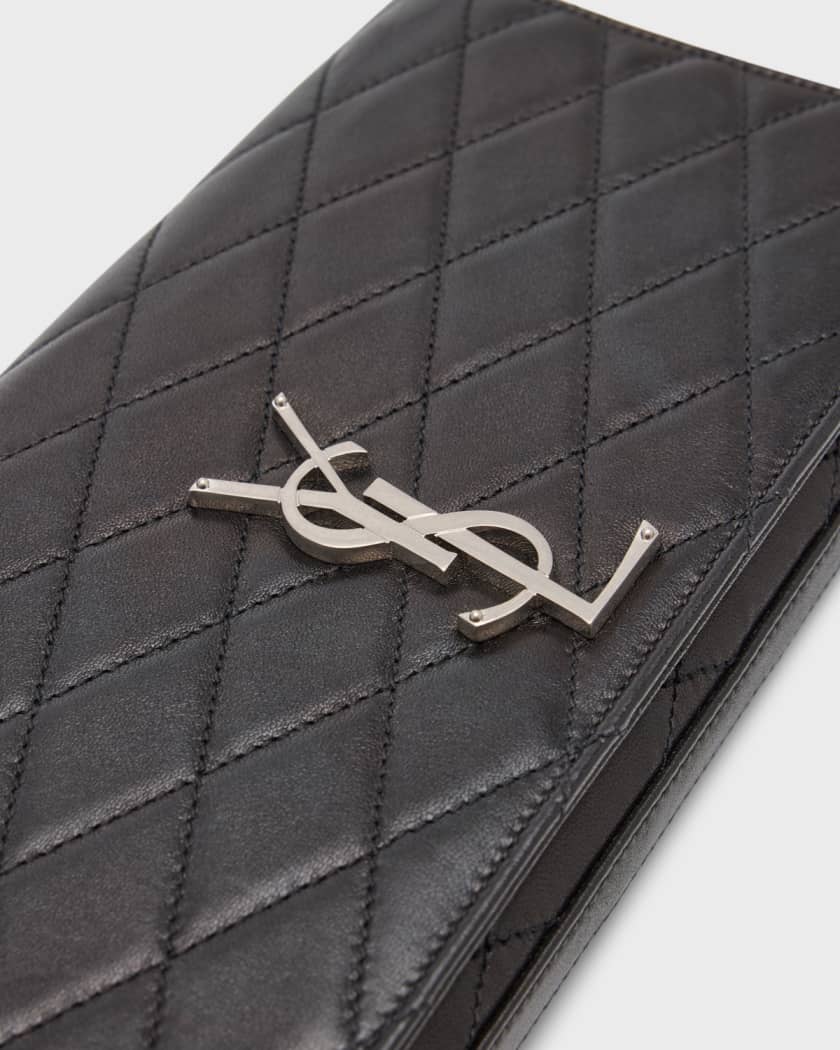 Kate monogramme leather clutch bag Saint Laurent Black in Leather