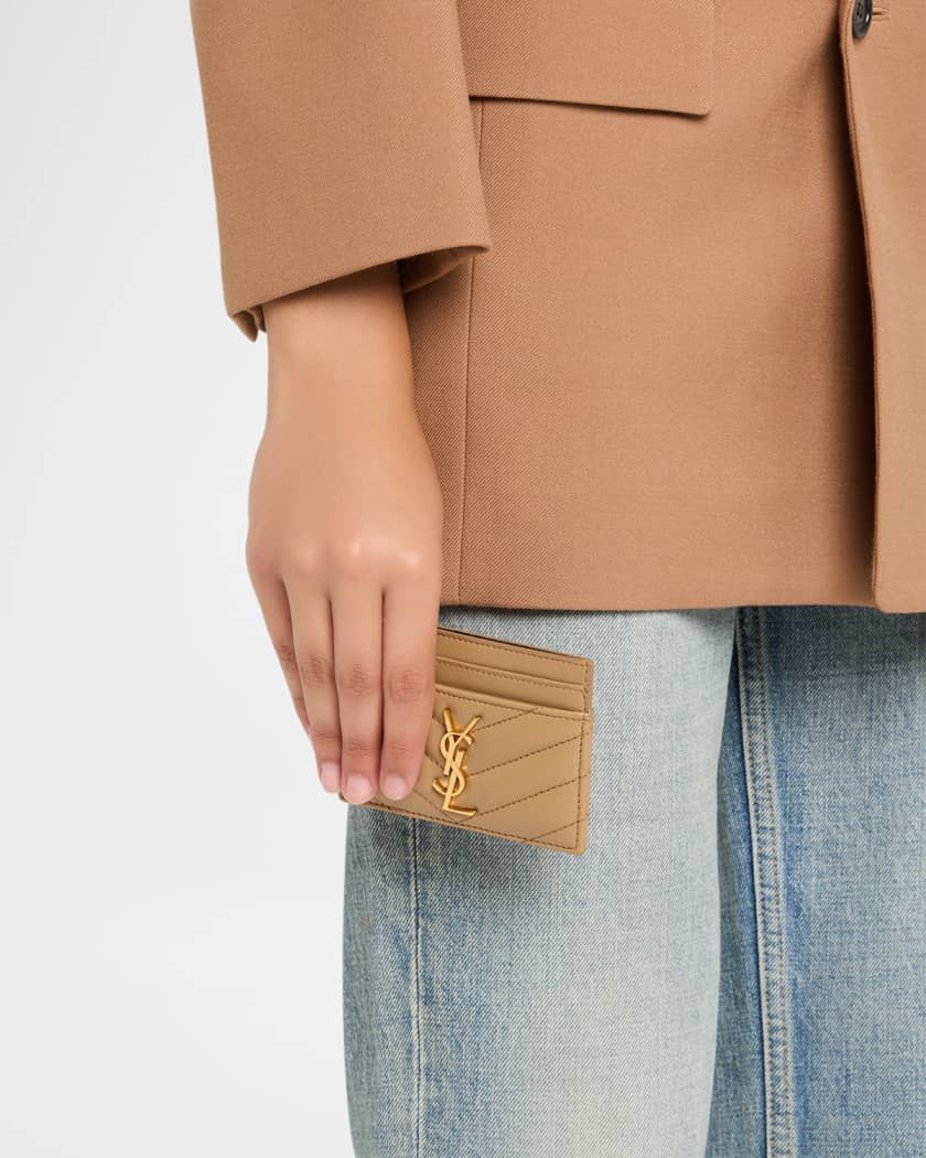 YSL Monogram Card Case in Quilted Smooth Leather