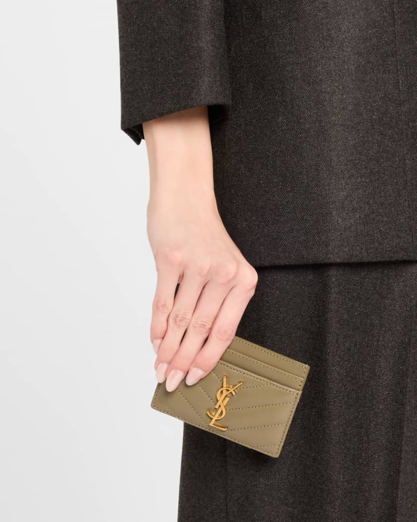 YSL Monogram Card Case in Quilted Smooth Leather