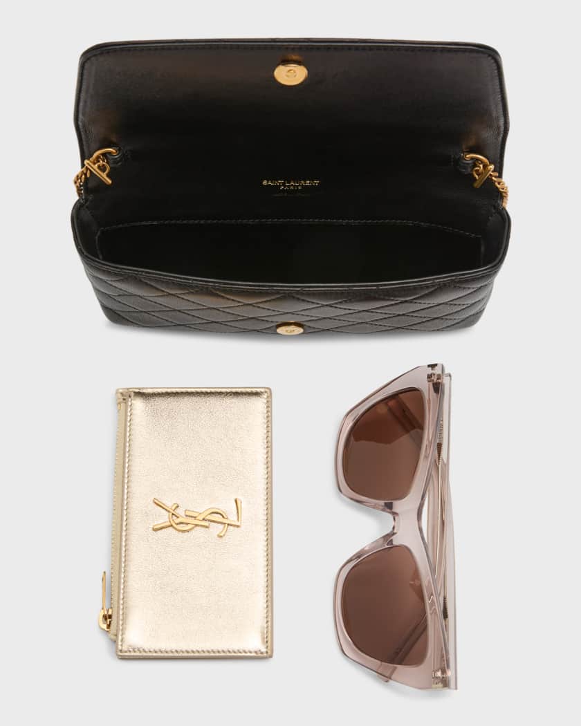 Ysl monogram phone holder with strap in smooth leather sale