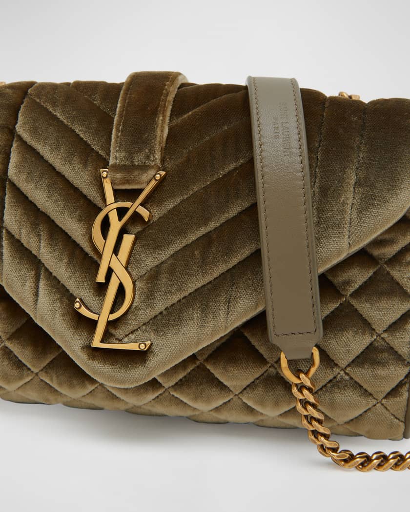 Brown Puffer small YSL-logo padded leather shoulder bag, Saint Laurent