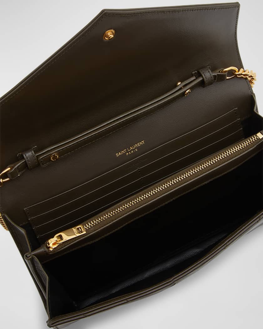 YSL Monogram Large Wallet on Chain in Smooth Leather