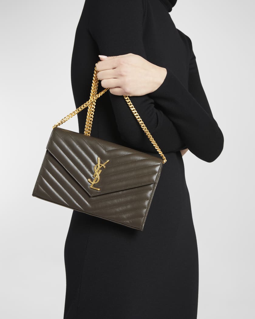 YSL Monogram Large Wallet on Chain in Smooth Leather