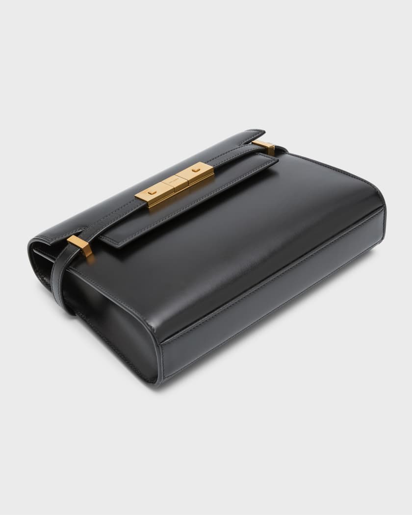 MANHATTAN shoulder bag in BOX SAINT LAURENT leather, Saint Laurent