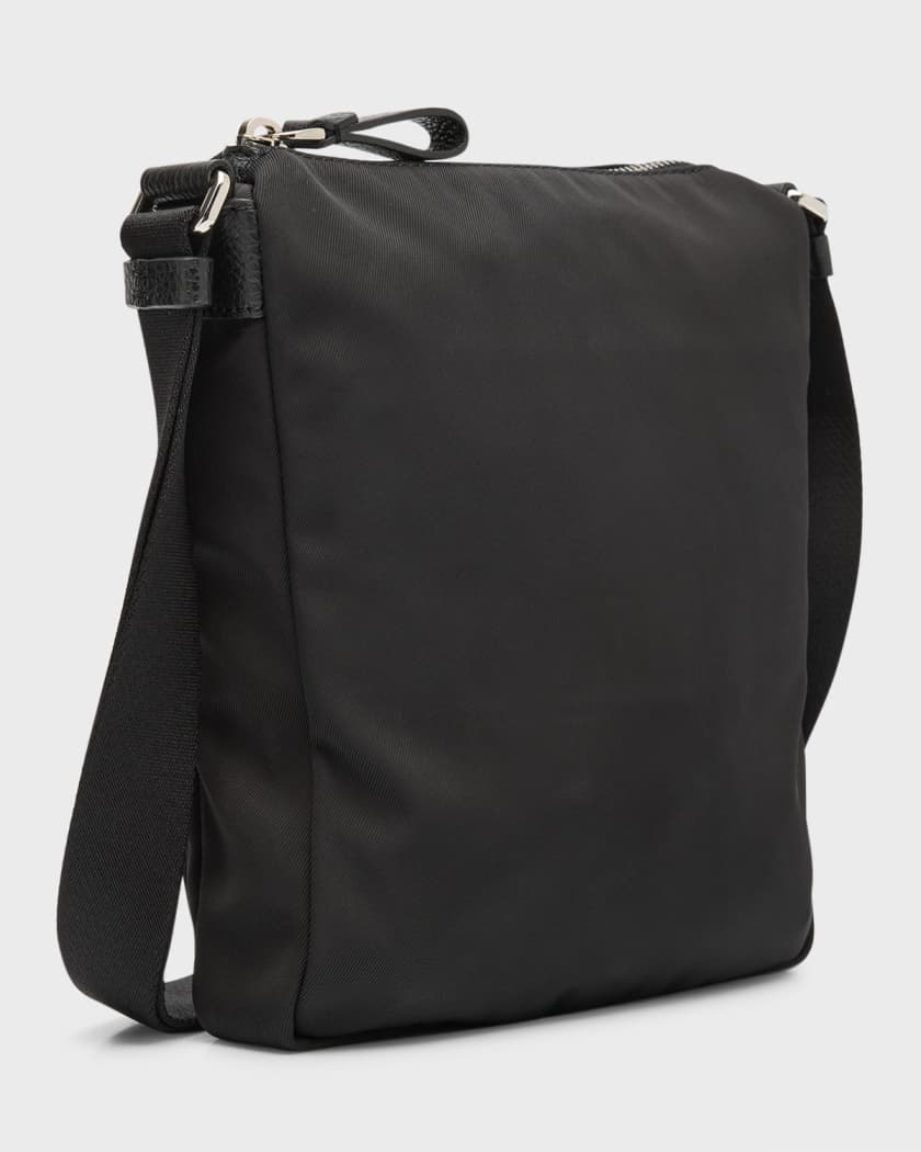 Armani Sustainability Values nylon and pebbled leather crossbody bag |  GIORGIO ARMANI Man