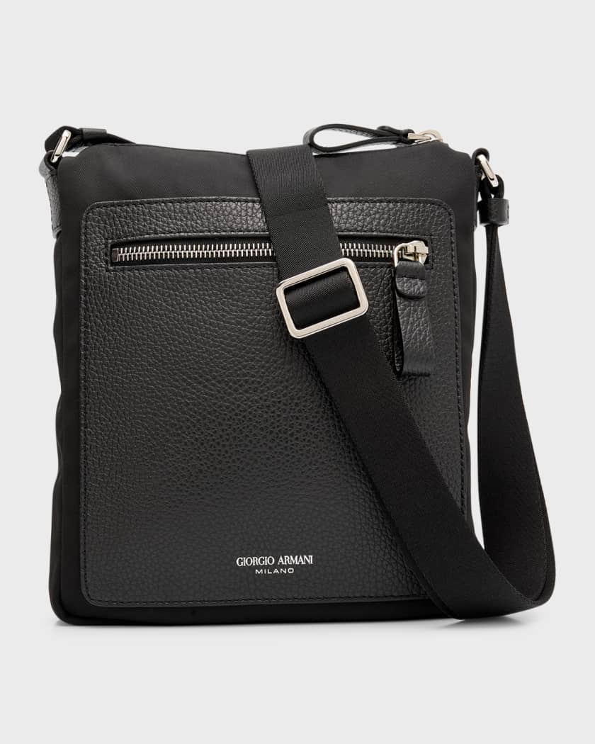 Men's Leather and Nylon Crossbody Bag