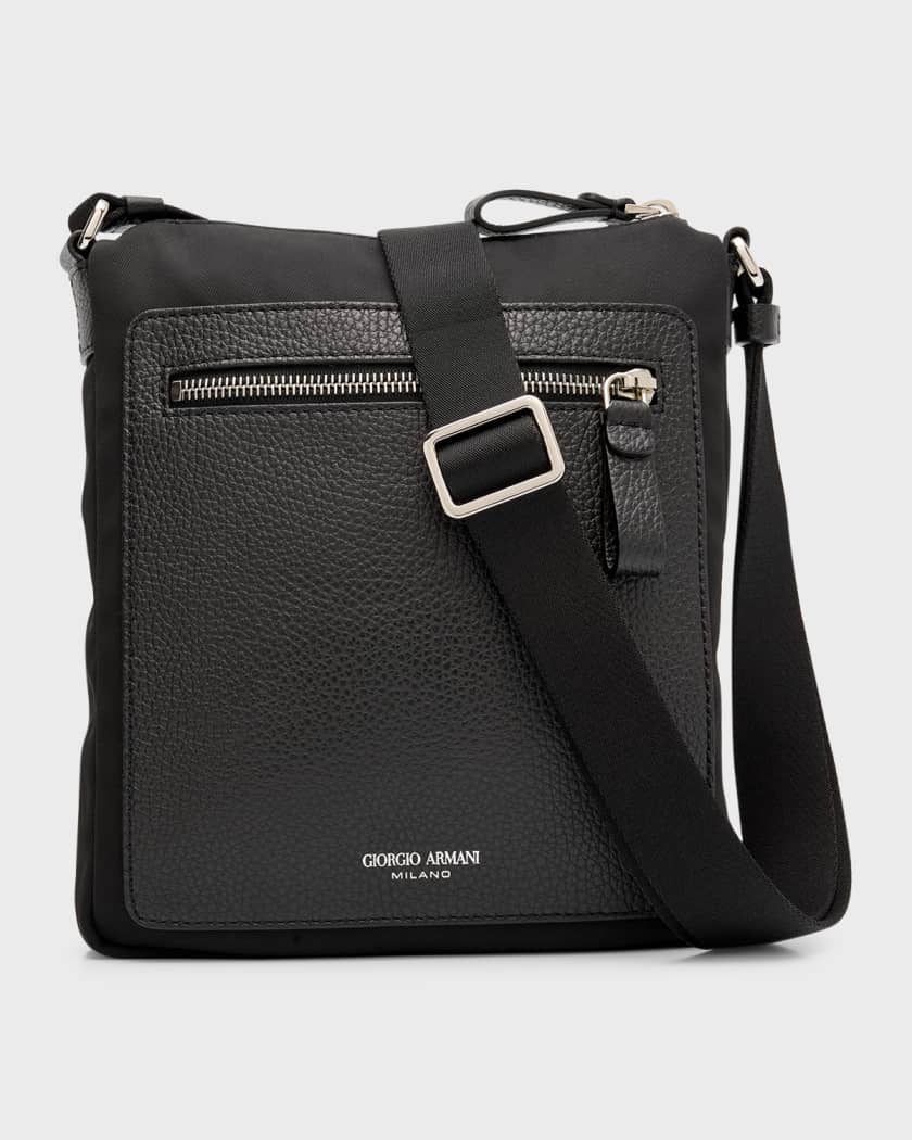 Men's Nylon and Leather Crossbody Bag