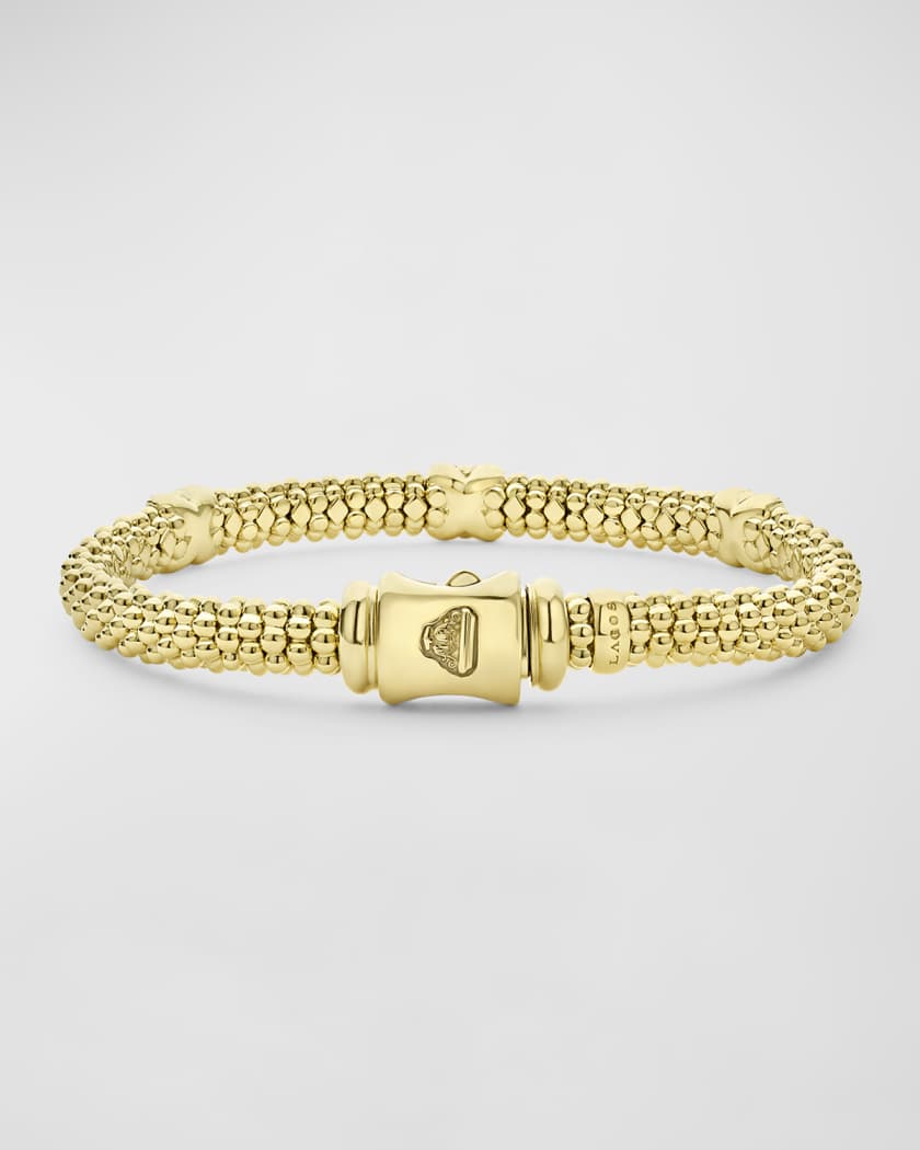 LAGOS 18K Embrace Diamond Triple X 6mm Rope Bracelet Size 7