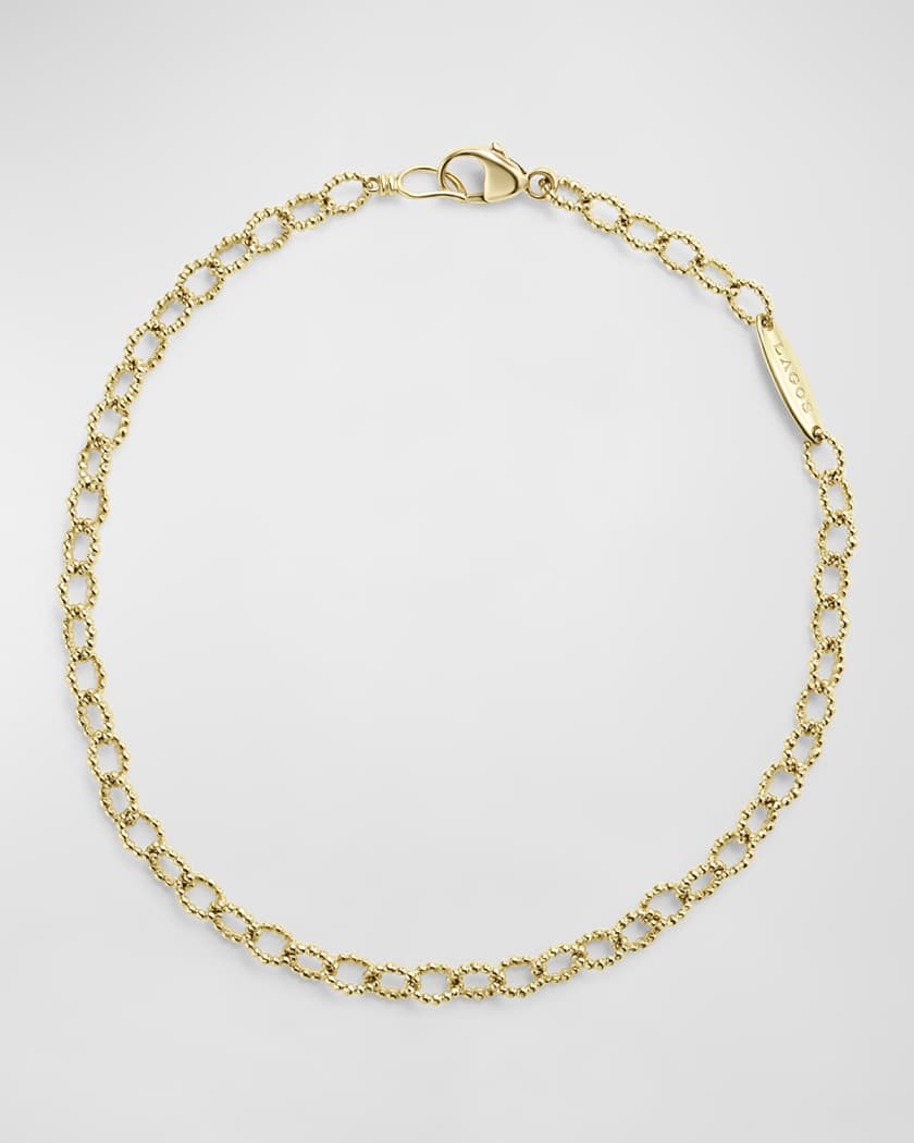 LAGOS 18K Signature Caviar 4x3mm Oval Link Bracelet Size 7