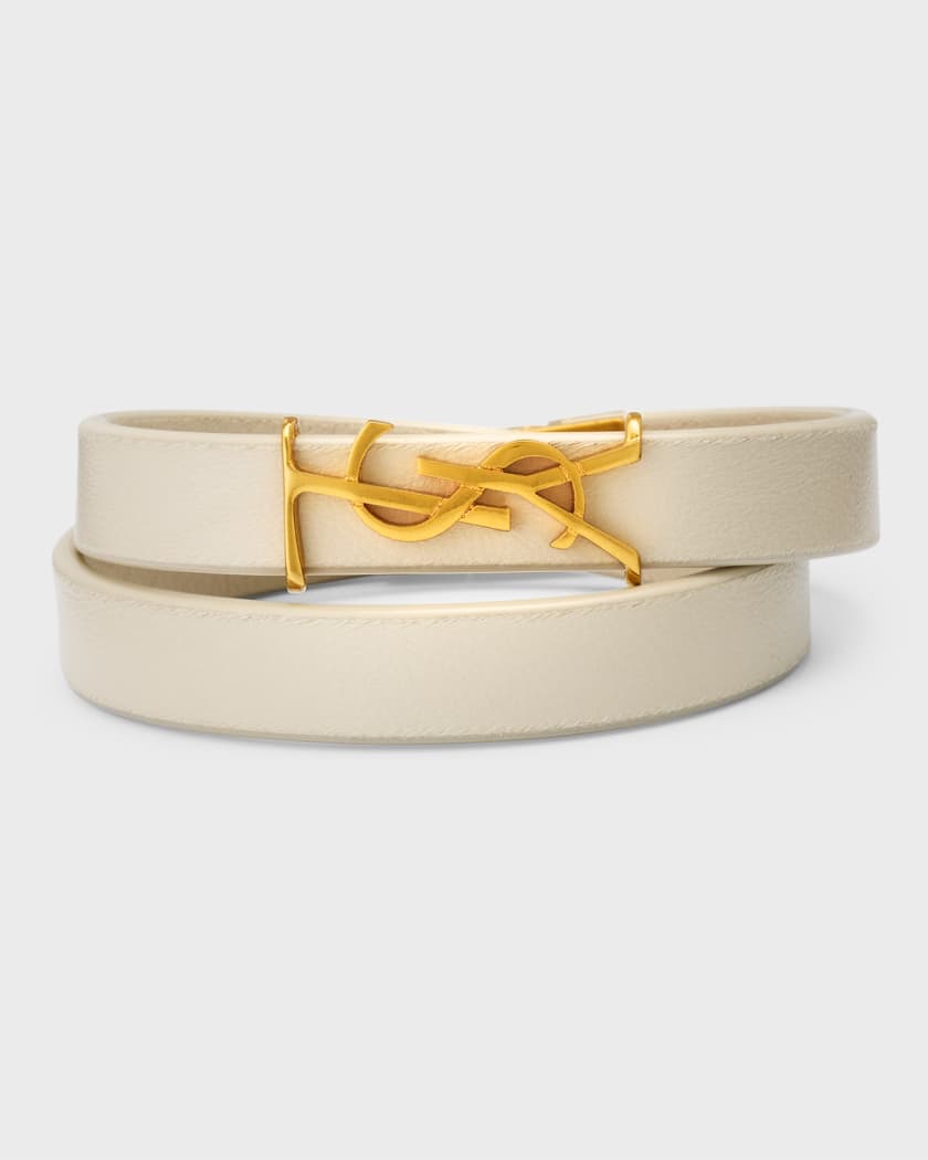 Saint Laurent Double Wrap YSL Bracelet Cream Neiman Marcus