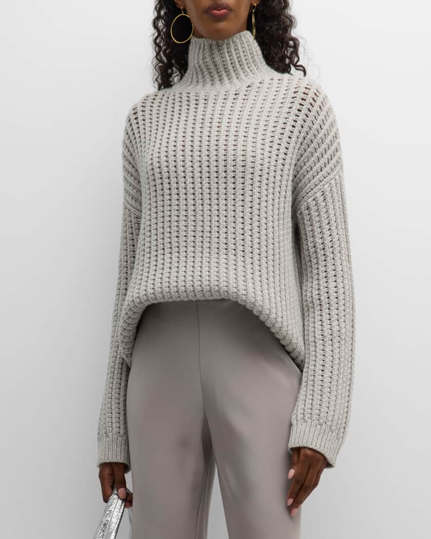 TSE Cashmere Oversized Basketweave Turtleneck Sweater Neiman Marcus