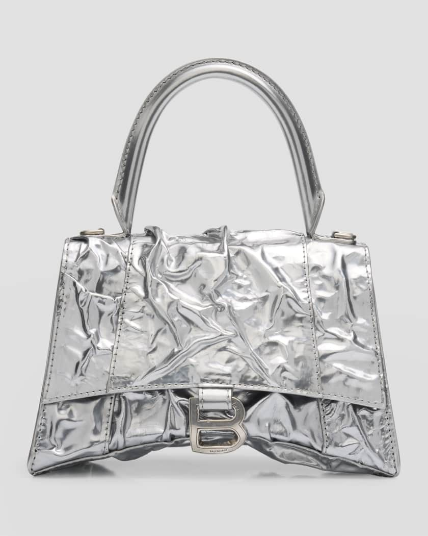 Balenciaga Women's Hourglass Xs Handbag Mirror Effect - Silver