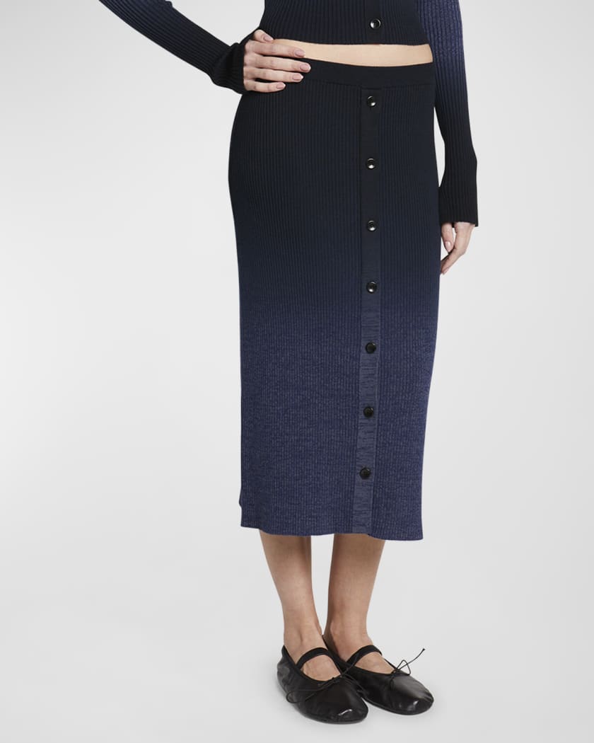 Proenza Schouler White Label Button Front Gradient Knit Midi Skirt