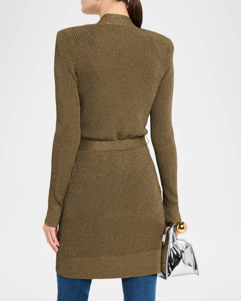 Noe Double-Breasted Metallic-Knit Cardigan