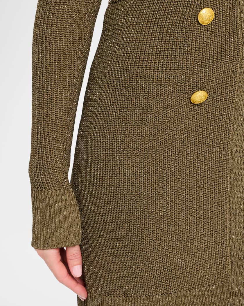 Noe Double-Breasted Metallic-Knit Cardigan