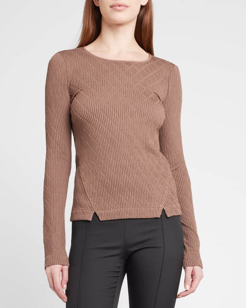 Giorgio Armani Textured Jacquard Jersey Long-Sleeve Top