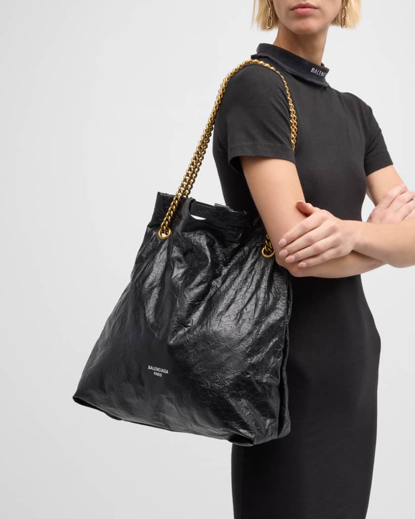 BALENCIAGA Crush medium printed crinkled-leather shoulder bag