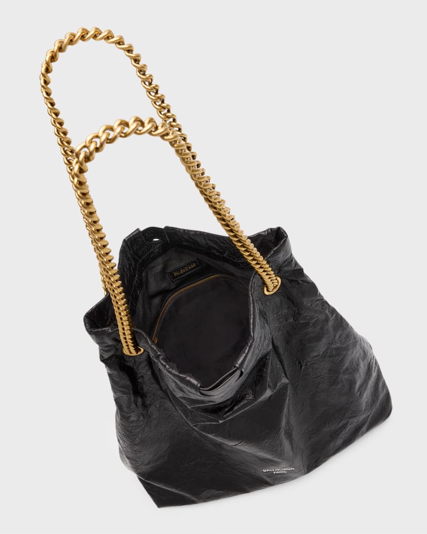 Balenciaga Crush Large Crinkled Leather Chain Shoulder Bag