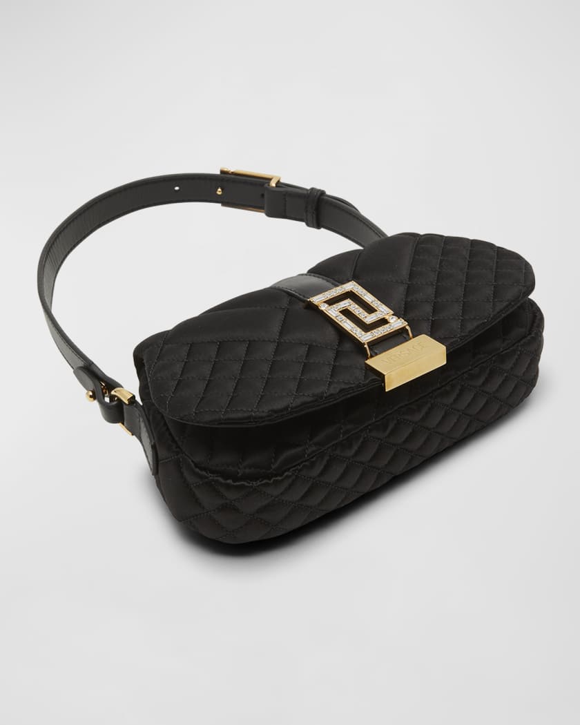 Versace Women's Mini Greca Quilted Satin Shoulder Bag - Black One-Size