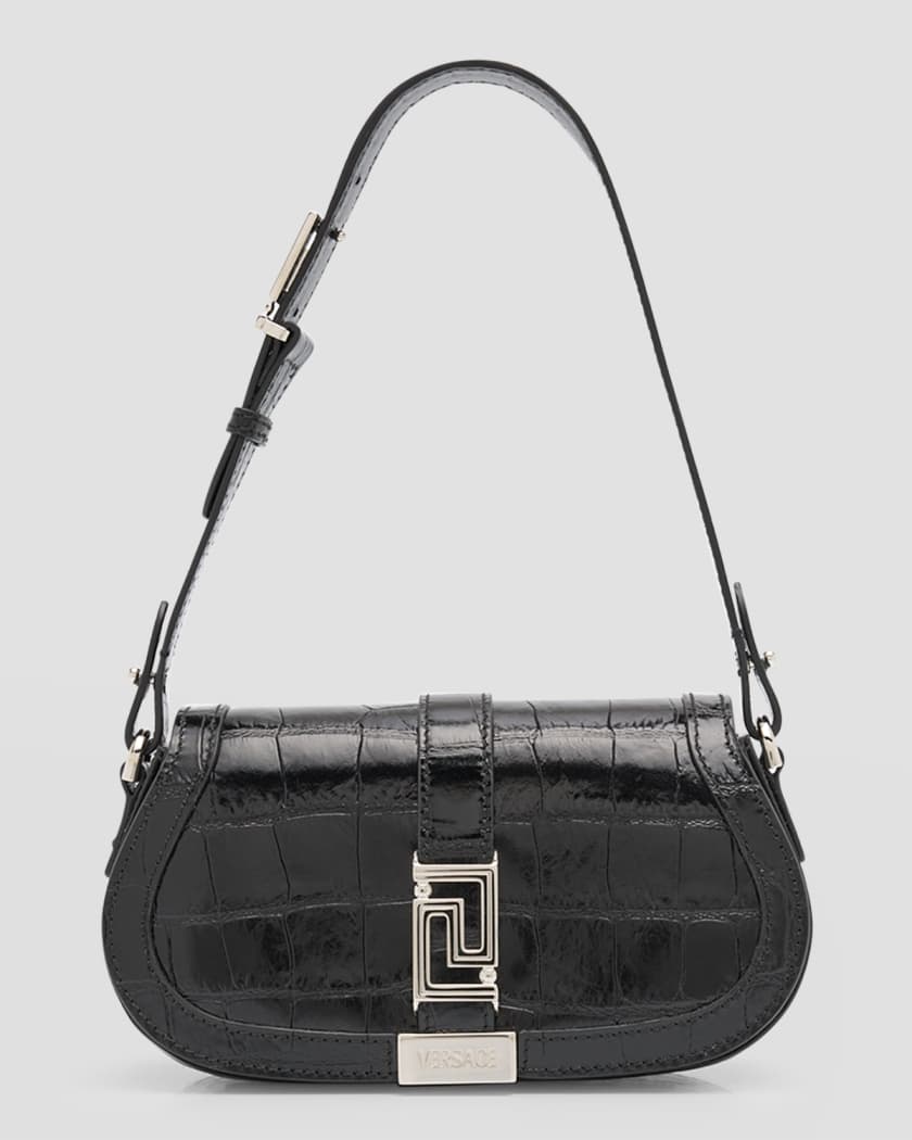 Leather crossbody bag with all-over embossed eagle