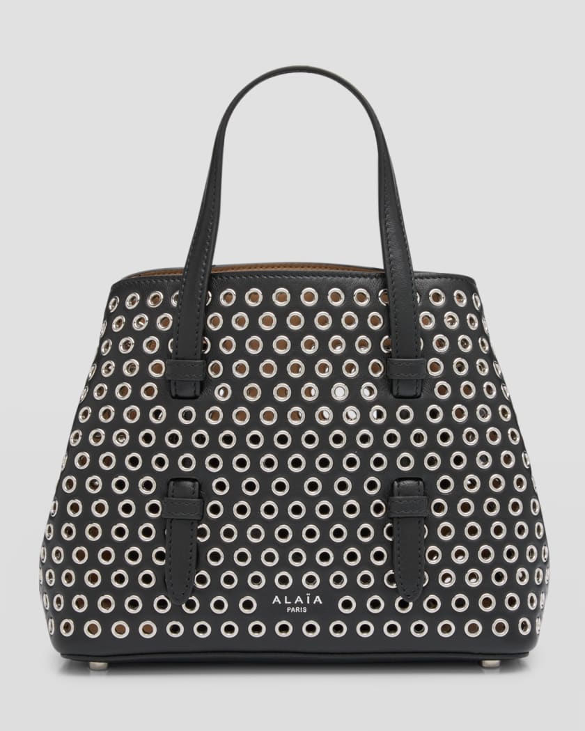 Studded Leather Handbag, Polka Dot Studded Leather Tote Bag, Polka Dot Leather Shoulder Bag.